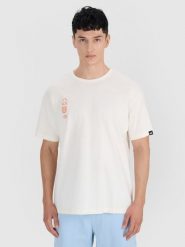 4F T-shirt oversize z nadrukiem męski - biały XXL. Białe t-shirty męskie 4f, m, bez wzorów, z bawełny, bez kołnierzyka. W wyprzedaży za 59.99 zł.
