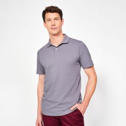 Koszulka polo do golfa z krótkim rękawem męska Inesis MW100. Szare koszulki polo męskie INESIS, m, bez wzorów, z bawełny, bez ramiączek. Za 49.99 zł.