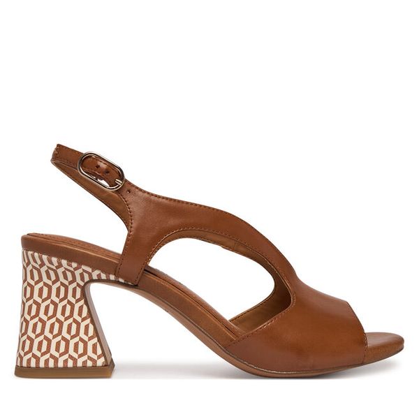 Sandały Tamaris. Brązowe sandały damskie Tamaris, bez wzorów, bez obcasa, na słupku. Za 369.99 zł.