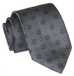Męski Krawat Angelo di Monti - Grafitowy, Groszki. Szare krawaty i muchy męskie Angelo di Monti, bez wzorów, z tkaniny, eleganckie. Za 45.00 zł.