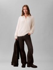 Calvin Klein Jeans Sweter z dzianiny Kobiety biały, L. Białe swetry klasyczne damskie Calvin Klein Jeans, l, z dzianiny, bez kołnierzyka. Za 329.95 zł.