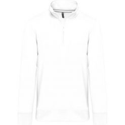 T-shirt bawełniany Kariban Col Zippé. Białe t-shirty męskie KARIBAN, xl, bez wzorów, z bawełny, bez kołnierzyka. Za 200.85 zł.
