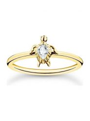 Thomas Sabo Pozłacany pierścionek z cyrkonią rozmiar: 52. Żółte pierścionki damskie thomas sabo, z cyrkonią, pozłacane. Za 134.95 zł.