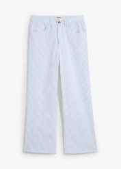 Dżinsy Wide Leg, high waist, cropped. Białe jeansy damskie bonprix, z podwyższonym stanem. Za 122.99 zł.