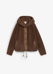 Bluza rozpinana z kożuszkowego polaru. Brązowe bluzy bez kaptura damskie bonprix, z polaru. Za 169.99 zł.