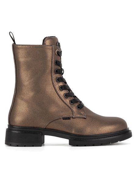 MEXX Trzewiki MI001712343W Miedziany. Brązowe botki damskie Mexx, z materiału, bez obcasa, na płaskiej podeszwie, bez zapięcia. Za 299.99 zł.