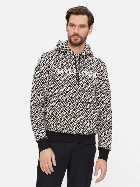 Tommy Hilfiger Bluza Monogram MW0MW34186 Czarny Regular Fit. Czarne bluzy bez kaptura męskie Tommy Hilfiger, m, z bawełny. Za 389.99 zł.