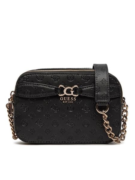 Guess Torebka Arlena Logo (PG) HWPG93 36140 Czarny. Czarne listonoszki damskie Guess, z aplikacjami, ze skóry, bez dodatków. Za 449.99 zł.