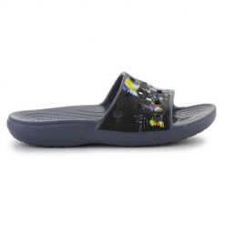Klapki unisex Crocs Classic Slide. Czarne klapki damskie Crocs, bez wzorów, z materiału, bez obcasa. Za 221.00 zł.