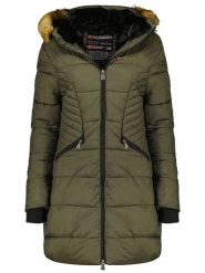 Geographical Norway Płaszcz zimowy "Abeille" w kolorze khaki rozmiar: XXL. Brązowe płaszcze damskie Geographical Norway, na zimę, xxl, bez wzorów, z puchu. Za 259.13 zł.