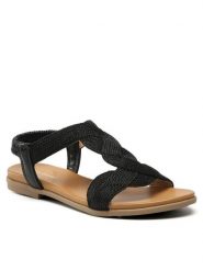 Clara Barson Sandały WS120703-01 Czarny. Czarne sandały damskie Clara Barson, bez wzorów, z materiału, bez obcasa, na płaskiej podeszwie. Za 79.99 zł.
