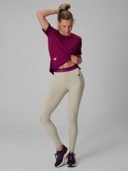 4F Legginsy treningowe szybkoschnące damskie - beżowe XS. Brązowe legginsy damskie 4f, s, bez wzorów, z podwyższonym stanem, na fitness i siłownię. Za 169.99 zł.