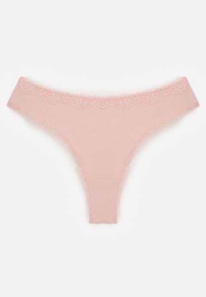 Różowe Majtki z Bawełną Typu Stringi Ozdobione Koronką Cirilise. Czerwone stringi damskie Born2be, l, bez wzorów, z bawełny. Za 7.99 zł.