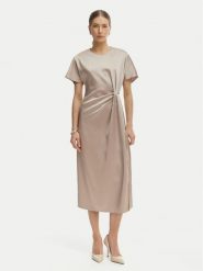 Rinascimento Sukienka koktajlowa CFC0127457003 Beżowy Regular Fit. Brązowe sukienki damskie RINASCIMENTO, l, bez wzorów, z syntetyku, wizytowe, bez kołnierzyka, bez ramiączek. Za 449.99 zł.