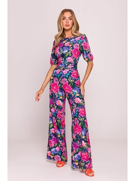 Made of emotion Kombinezon w kolorze granatowo-różowym rozmiar: M. Niebieskie kombinezony damskie Made Of Emotion, m, bez wzorów, bez kołnierzyka, bez ramiączek. Za 283.48 zł.