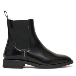 Sztyblety Gant. Czarne botki damskie Gant, bez obcasa, na płaskiej podeszwie, bez zapięcia. Za 769.99 zł.