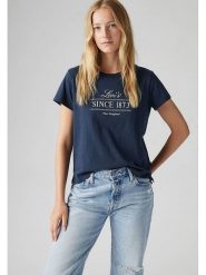 Levi's Koszulka w kolorze granatowym rozmiar: M. Niebieskie bluzki damskie Levi's, m, bez wzorów, z bawełny, bez kołnierzyka. Za 65.54 zł.