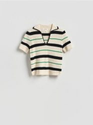 Sweter polo - wielobarwny. Swetry klasyczne damskie Reserved, l, z dzianiny, bez kołnierzyka. Za 179.99 zł.