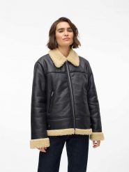 Vero Moda Kurtka przejściowa w kolorze czarnym rozmiar: M. Czarne kurtki damskie Vero Moda, m, bez wzorów, z futra, bez kaptura. Za 127.35 zł.