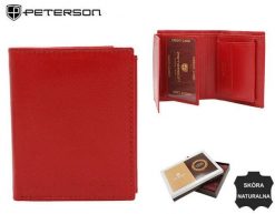Portfel skórzany Peterson [DH] PTN RD-270-GCL czerwony. Czerwone portfele damskie Peterson, bez wzorów, ze skóry. Za 53.99 zł.