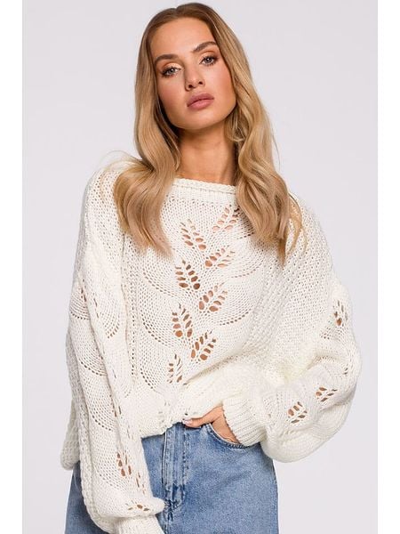Made of emotion Sweter w kolorze kremowym rozmiar: S/M. Brązowe swetry klasyczne damskie Made Of Emotion, m, bez kołnierzyka. Za 100.52 zł.