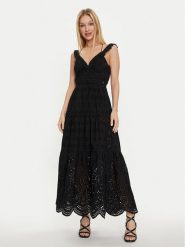 Guess Sukienka letnia Sl Palma Long W4GK46 WG571 Czarny Regular Fit. Czarne sukienki damskie Guess, na lato, xs, z aplikacjami, z bawełny, bez kołnierzyka, bez ramiączek. Za 659.99 zł.