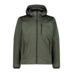 Kurtka z zamkiem błyskawicznym z kapturem CMP. Czarne kurtki męskie CMP, bez wzorów, z softshellu, sportowe, z kapturem. Za 418.55 zł.