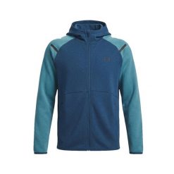 Bluza męska Under Armour Unstoppable Fleece Full Zip HD. Niebieskie bluzy sportowe męskie Under Armour, bez wzorów, z bawełny, bez kołnierzyka, bez ramiączek. Za 474.55 zł.