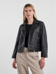 YAS Kurtka skórzana 26031785 Czarny Regular Fit. Czarne kurtki damskie YAS, xs, bez wzorów, ze skóry, bez kaptura. Za 679.99 zł.