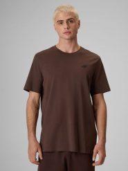4F T-shirt regular gładki męski - brązowy L. Brązowe t-shirty męskie 4f, l, bez wzorów, z bawełny, bez kołnierzyka. Za 49.99 zł.