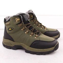 Buty trekkingowe męskie ocieplane zielone Vanhorn 16314. Zielone buty trekkingowe męskie Vanhorn, ze skóry ekologicznej, bez zapięcia. Za 107.99 zł.