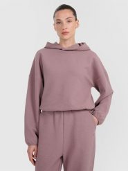 4F Bluza dresowa z waflowej dzianiny damska - brązowa XXL. Brązowe bluzy sportowe damskie 4f, xxl, z dresówki. Za 179.99 zł.