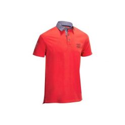 Koszulka polo jeździecka 100 męska. Czerwone koszulki polo męskie FOUGANZA, m, bez wzorów, z bawełny, bez ramiączek. W wyprzedaży za 49.99 zł.