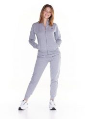 Bluza miękka z zamek błyskawiczny na co dzień. Szare bluzy bez kaptura damskie LEONE 1947 APPAREL, s, z dresówki. Za 252.56 zł.