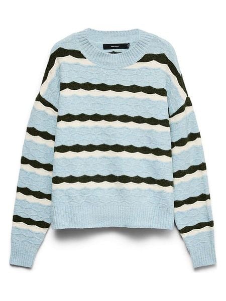 Vero Moda Sweter w kolorze błękitno-czarnym rozmiar: M. Niebieskie swetry klasyczne damskie Vero Moda, m, bez kołnierzyka. Za 149.95 zł.