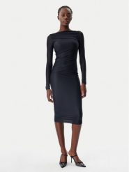 PINKO Sukienka koktajlowa 104838 A2H1 Z99 Czarny Slim Fit. Czarne sukienki damskie Pinko, xs, bez wzorów, z syntetyku, wizytowe, bez kołnierzyka, bez ramiączek. Za 829.99 zł.