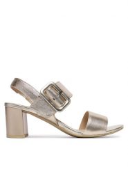 Caprice Sandały 9-28306-42 Złoty. Żółte sandały damskie Caprice, bez wzorów, ze skóry, bez obcasa, na słupku. Za 217.99 zł.