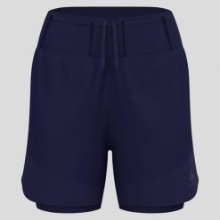 Spodenki damskie Odlo X-ALP TRAIL 5 INCH 2-in-1 short. Niebieskie szorty damskie Odlo, bez wzorów, sportowe. W wyprzedaży za 359.99 zł.