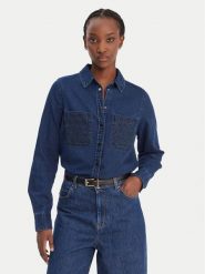 Guess Koszula jeansowa W6RH82 D6841 Granatowy Regular Fit. Niebieskie koszule damskie Guess, xs, z aplikacjami, z bawełny, bez kołnierzyka, bez ramiączek. Za 479.99 zł.