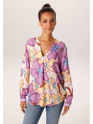 Aniston Bluzka w kolorze fioletowo-żółtym rozmiar: 36. Różowe bluzki damskie Aniston, bez wzorów, z wiskozy, bez kołnierzyka, bez ramiączek. Za 130.99 zł.