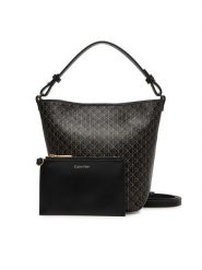 Calvin Klein Torebka Emblem Aop Sm Bucket Crossbody LV04F3506G Czarny. Czarne torebki klasyczne damskie CALVIN KLEIN, bez wzorów, ze skóry, bez dodatków. Za 449.99 zł.