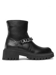 DeeZee Botki H13073A-4 Czarny. Czarne botki damskie DeeZee, ze skóry, bez obcasa, na płaskiej podeszwie, bez zapięcia. Za 119.99 zł.