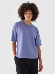 4F T-shirt regular z modalem damski - granatowy XS. Niebieskie t-shirty damskie 4f, xs, bez wzorów, z dzianiny, bez kołnierzyka. W wyprzedaży za 39.99 zł.