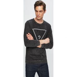 Guess Jeans - Sweter. Szare swetry męskie Guess Jeans, m, z aplikacjami, z bawełny, bez kołnierzyka. W wyprzedaży za 179.90 zł.