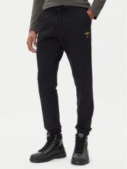 Aeronautica Militare Spodnie dresowe 252PF0872UF00459 Czarny Regular Fit. Czarne spodnie dresowe męskie AERONAUTICA MILITARE, bez wzorów, z bawełny. Za 409.99 zł.