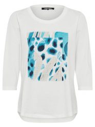 Olsen Koszulka w kolorze kremowym rozmiar: 44. Brązowe bluzki damskie Olsen, bez wzorów, z bawełny, bez kołnierzyka, bez ramiączek. Za 60.99 zł.