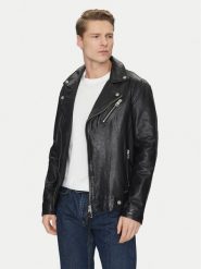 Guess Kurtka skórzana M2YL12 L0QN0 Czarny Regular Fit. Czarne kurtki męskie Guess, l, z aplikacjami, ze skóry, bez kaptura. Za 1,439.00 zł.