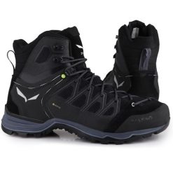 Buty męskie trekkingowe zimowe Salewa MS MTN TRAINER LITE MID GTX. Czarne buty trekkingowe męskie Salewa, na zimę, z gore-texu, bez zapięcia, wspinaczkowe, gore-tex. Za 809.25 zł.