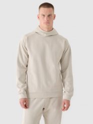 4F Bluza dresowa nierozpinana z kapturem męska - beżowa XL. Brązowe bluzy sportowe męskie 4f, bez wzorów, z bawełny, sportowe, bez kołnierzyka, bez ramiączek. W wyprzedaży za 99.99 zł.