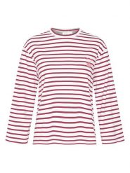 SAINT TROPEZ Koszulka "Aria" w kolorze bordowo-białym rozmiar: XL. Białe bluzki damskie Saint Tropez, xl, bez wzorów, z bawełny, bez kołnierzyka, bez ramiączek. Za 110.29 zł.